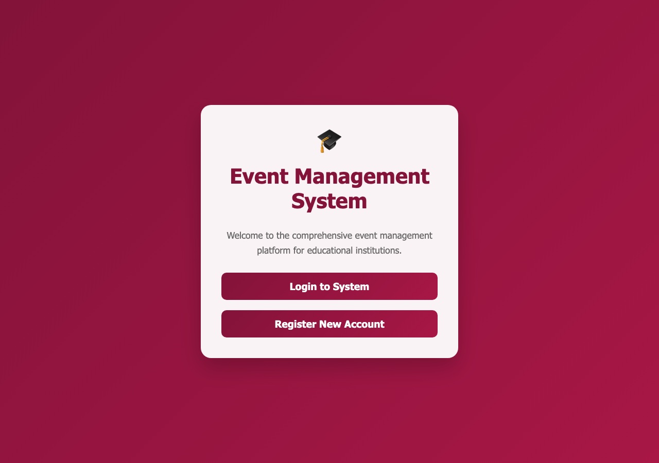 Event Management System landing page