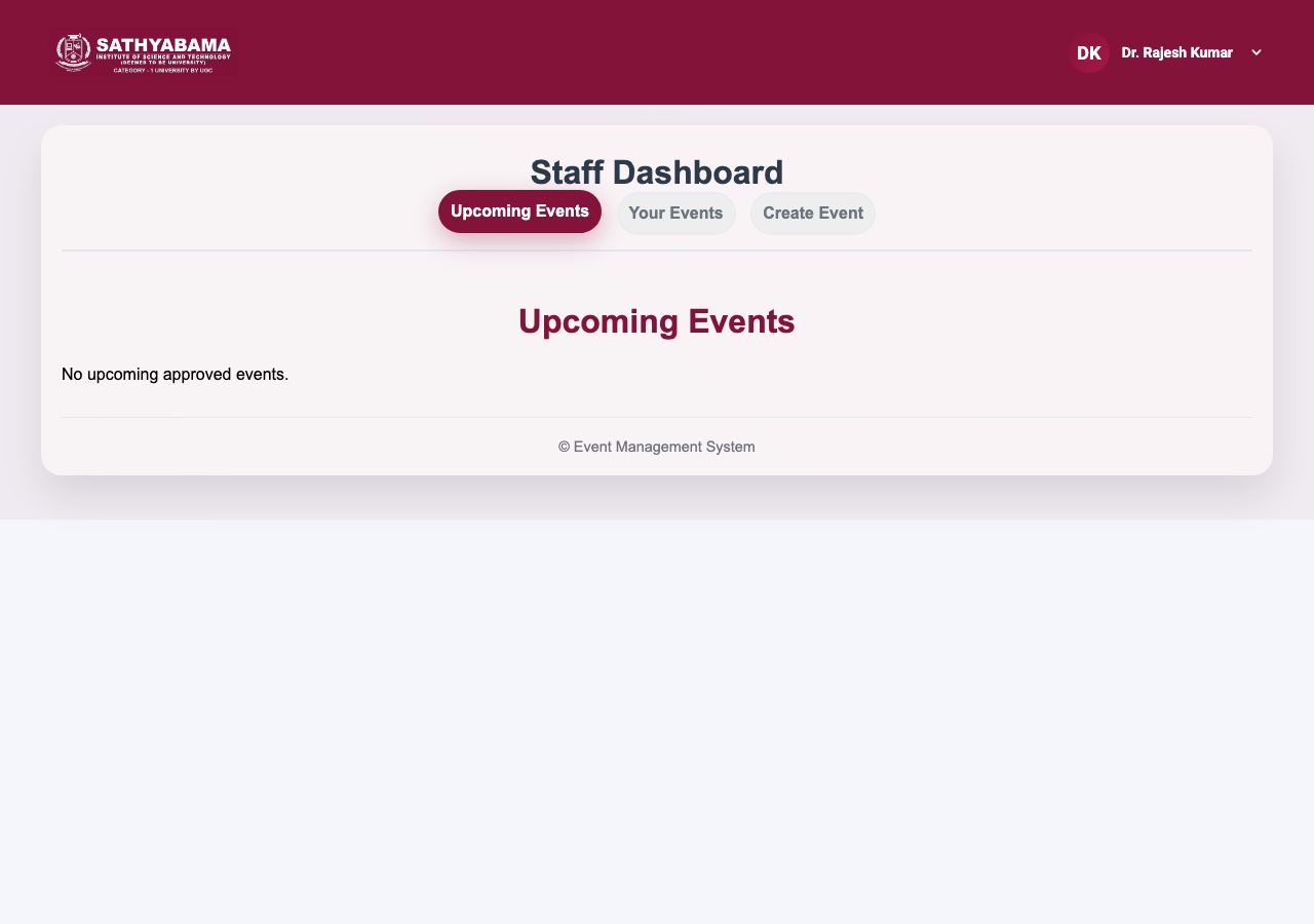 Staff dashboard